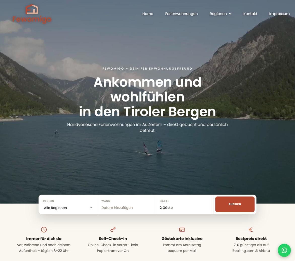 Startseite von fewomigo.com